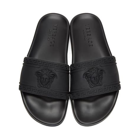 versace mens slides black|versace medusa shoes men's.